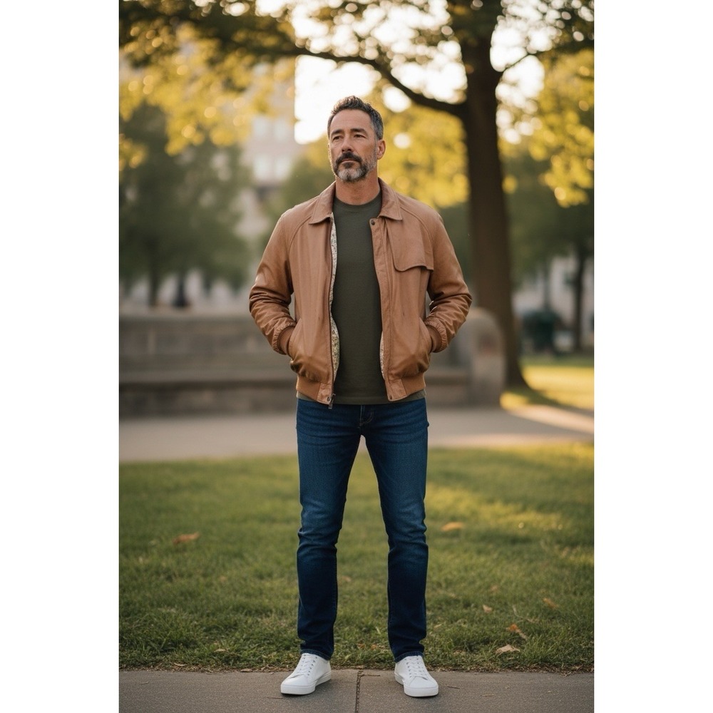 VTG Marlboro Adventure Team Genuine Leather Jacket Mens L Brown Map Lined 1990's - Picture 2 of 8
